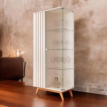 Imagem de Cristaleira Moderna Açaí Ripada Pérola Jb Móveis