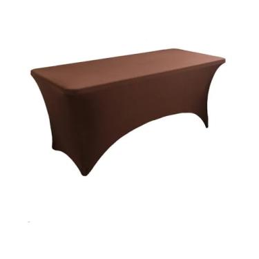 Imagem de Toalha de mesa colorida para decoração de casamento, toalha elástica para banquete, mesa longa retangular, hotel, festa de aniversário, sala de reunião, café marrom, 1,22 m x 60 m x 76 cm