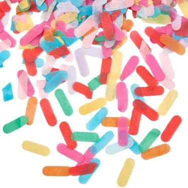 Imagem de SOFPLATE 1 caixa 100 g 11 x 30 mm papel de seda arco-íris tiras ovais decorações de mesa de festa confetes coloridos sprinkle suprimentos de dispersão para aniversário, casamento, chá de panela, festa