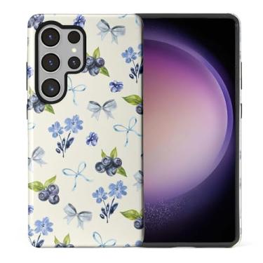 Imagem de ilikediy Capa para Samsung Galaxy S25 Ultra, HL2 Aesthetic Blueberry Bow Tie Hybrid 2 Layer Hard Shell Silicone Protective Pattern Design Case