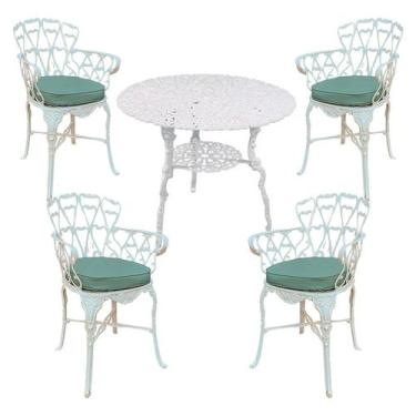 Imagem de Conjunto de Mesa Viena 4 Cadeiras com Almofadas para Jardim Piscina Ár