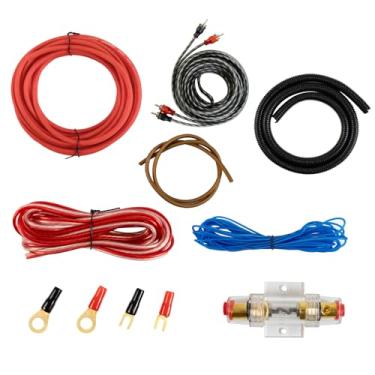 Imagem de Muzata Kit completo de instalação de amplificador de carro de calibre 8 Kit de instalação de amplificador de subwoofer com cabos de alimentação e aterramento, terminais de fio de alto-falante, sistema