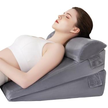 Imagem de TBXONMOW Conjunto de almofadas de cunha para pós-cirurgia ajustável, 3 peças, almofada de cunha para dormir, apneia do sono, refluxo ácido, ronco, dor no pescoço, dor nas costas e alívio de dores nas