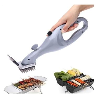 Imagem de Escova de Aço Limpa Grelha Chapa Churrasco Churrasqueira Cerdas De Aço Inox(Cinza)