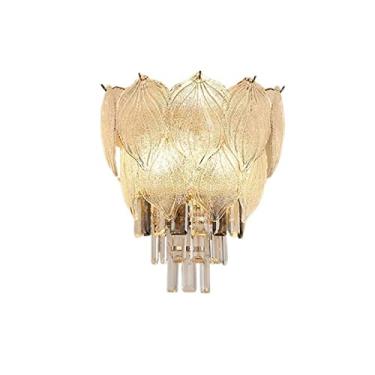 Imagem de ZzleoyuUUs-12 Candeeiro de parede de cristal elegante e luxuoso para fundo de TV, luz de parede romântica para quarto, luz de cabeceira para corredor, corredor