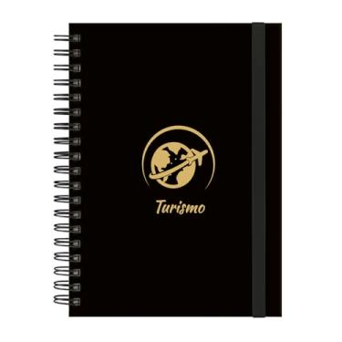 Imagem de Caderno Colegial Plus 12 Matérias Profissões Turismo (Preto e Gold)