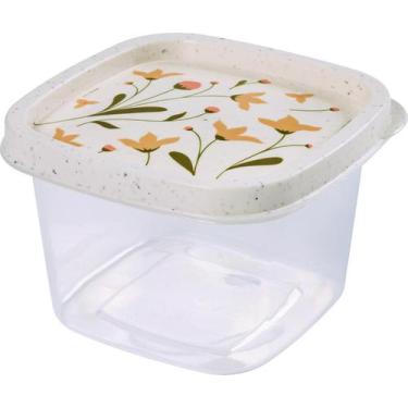 Imagem de Pote Quadrado em Plástico Marmorizado Floral 500ml - Plasutil