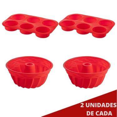 Imagem de 2 Jogo Formas Silicone Espiral 23,5cm e 6 Cupcake Sortida - QUALITY HO