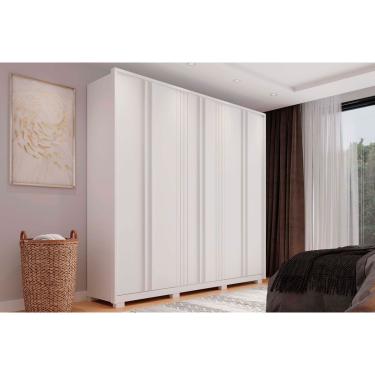 Imagem de Guarda Roupa 6 Portas e 4 Gavetas Mozart Branco Fosco - Caemmun