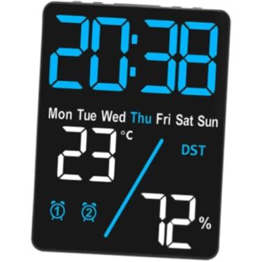 Imagem de Despertador Digital LED Moderno com Dimmer e 2 Alarmes – Display Azul Elegante, Design Branco Sofisticado para Quarto e Casa