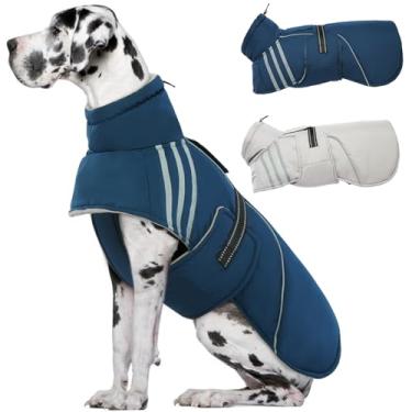 Imagem de Casaco quente para cães, refletor ajustável, casaco de inverno com gola rolê, colete de lã espesso para cães, impermeável, à prova de vento, para clima frio com fivela para cachorros, pequenos, médios