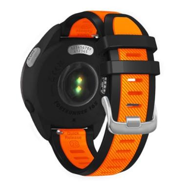 Imagem de Pulseira de relógio para Garmin Forerunner 165/55/245/645, Vivoactive 5/3, Vivomove Style/Luxe/HR/Sport - pulseira de substituição de silicone macio de liberação rápida de 20 mm (laranja/preta)