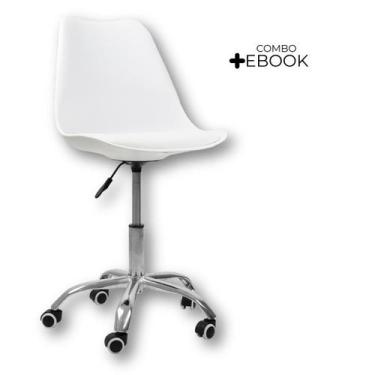 Imagem de Cadeira Office Base Cromada Com Rodizio Giratória Saarinen com Ebook -
