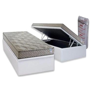Imagem de Cama Box Baú Solteiro: Colchão Espuma D33 Herval Enrolado a Vácuo C1429 + Base CRC Linhão White (88x188)