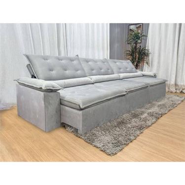 Imagem de Sofá Retrátil Reclinável 2,70 m Cinza 502 Tijuca Plus