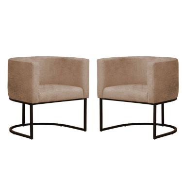 Imagem de Kit 2 Poltronas Reforçada Decorativa Sala Gabriela Base Ferro Preta Suede