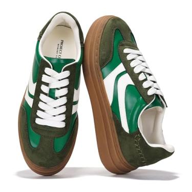 Imagem de Project Cloud Tênis de plataforma feminino – Palmilha de espuma viscoelástica, leve e antiderrapante com cadarço (Dodge), Verde, 38