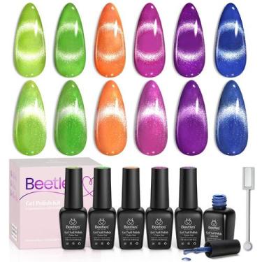 Imagem de Conjunto de esmaltes de gel besouros Cat Eye 6 cores Summer Neon - bee