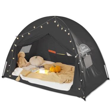 Imagem de Hommi Lovvi Tenda de cama de solteiro para meninos, barraca de dormir blackout interna com dossel dos sonhos, barraca de privacidade respirável para beliches, ideal para quartos com ar condicionado ou