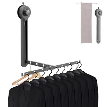 Imagem de Estante retrátil para secar roupas, rack de secagem retrátil com ventosa, suporte dobrável para secadora de roupas que economiza espaço, haste de secagem de roupas móvel para lavanderia, varanda, sala