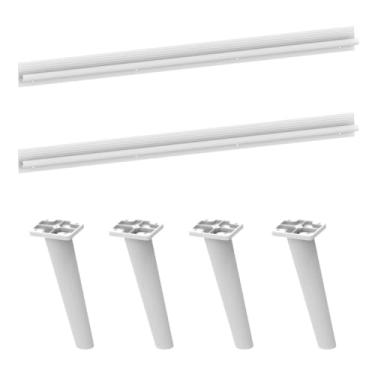 Imagem de Kit 2 Puxadores com 4 Pés Palito Retrô para Balcão Cozinha 70cm Veneza Multimóveis Mp2309 Branco