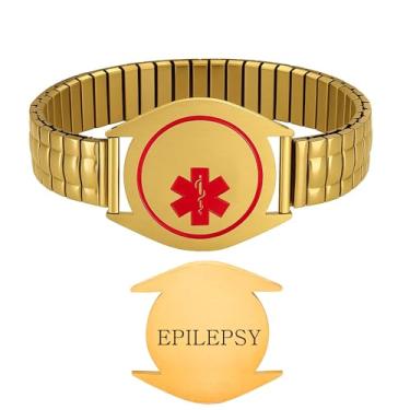 Imagem de Zircobic Pulseira unissex ajustável de alerta médico | Pulseira de identificação médica de emergência com fonte clara | Gravação frontal e traseira personalizável | Joias elegantes com alerta de saúde