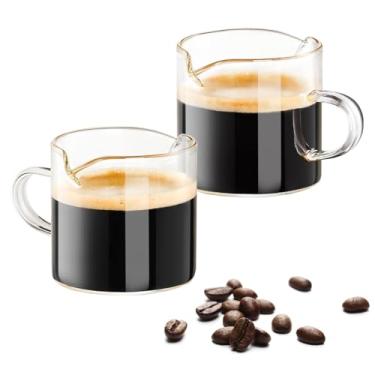 Imagem de Conjunto de xícaras de café expresso, 2 xícaras de boca dupla, copo de leite com alça, vidro transparente, acessórios de café expresso para máquina de café expresso