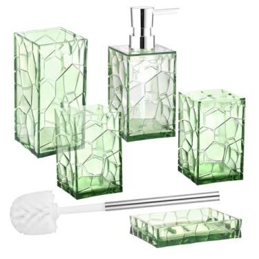 Imagem de ZFLYCANP Conjunto de acessórios de banheiro de acrílico, suporte transparente para escova de dentes, saboneteira, copo de escova de vaso sanitário, fácil de limpar para banheiros, hotéis, casas de