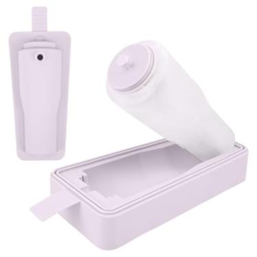 Imagem de Bandeja de gelo para copo Stanley, bandeja de silicone para cubos de gelo de 1,134 g, molde de gelo de cilindro oco de silicone para freezer, suco, uísque, coquetel, reutilizável e lavável na