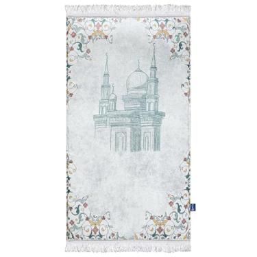 Imagem de East West Souk Tapete de oração original – Tapete de oração islâmico macio e confortável (design de esboço)