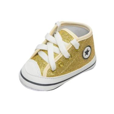 Imagem de Tênis Sapatinho Star Bebê Recém Nascido Cano Alto Com Glitter - Xukinh
