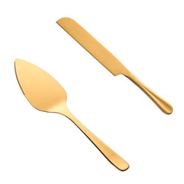 Imagem de Conjunto de Servidor de Bolo de Casamento, 304 Faca de Manteiga de Bolo de Aço Inoxidável Espátula para Peça/Pizza/Queijo (Ouro), Cake Shovel Set-Gold, Cake Cutting Set
