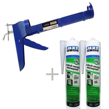Imagem de Kit Aplicador de Silicone Fechado Starfer + 2 Vedia Pia Silicone incolor Tekbond 256g