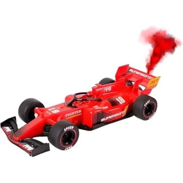 Imagem de Carrinho de Controle Remoto com Fumaça, 22cm, Escala 1:16, LED, Bateria Recarregável, Vermelho