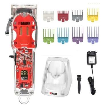 Imagem de Maquina De Cortar Cabelo Wmark Ng407 Transparente Com Base