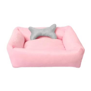 Imagem de Caminha Pet Cama De Cachorro E Gato Casinha Confortável Lavável Antiderrapante 55cmx50cm Colchonete (rosa com osso cinza)