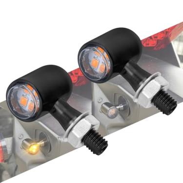 Imagem de HCmotorku Mini luzes LED de seta M8 rosca âmbar piscante para frente traseira, lâmpada indicadora pequena apta para Harley Yamaha Suzuki Kawasaki Chopper Cruiser personalizada com lente transparente
