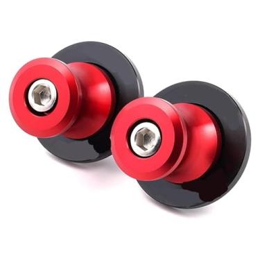 Imagem de BYYINGSUS Carretéis de braço oscilante de motocicleta suportes traseiros deslizantes de parafuso CNC compatível com Ninja ZX6R ZX636 250SL 250 300 400 650 1000SX M8/M10 (8 mm-vermelho)