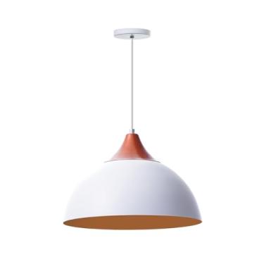 Imagem de Luminaria Pendente Meia Lua 40cm Com Chapéu Alumínio Decoraçoes (Branco Topo Cobre)