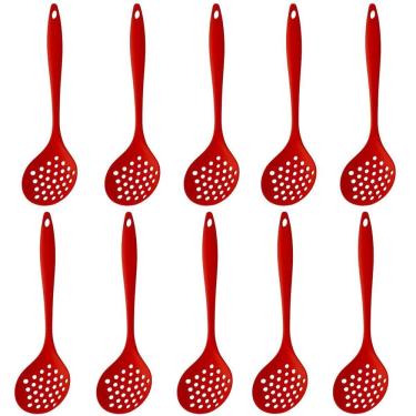 Imagem de Escumadeira De Silicone Vermelha Grande Kit 10 Un