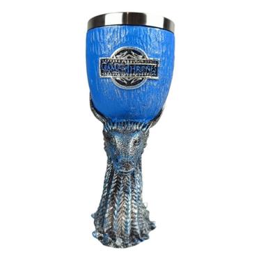 Imagem de Taça Do Dragão Game Of Thrones 3D Azul Medieval Em Aço 180Ml
