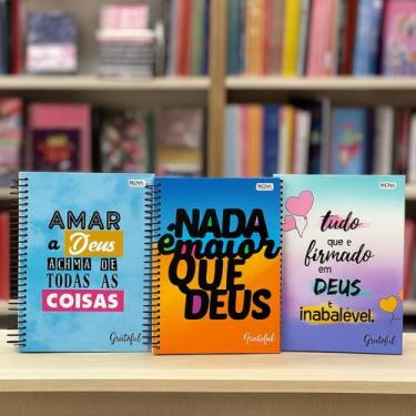 Imagem de Caderno Universitario 1 Materia Grateful 80 Folhas Capa dura- Frases M