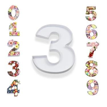 Imagem de Caixa de doces de 25,4 cm revestida de chocolate morangos preenchível com número de papelão (branco, 3)