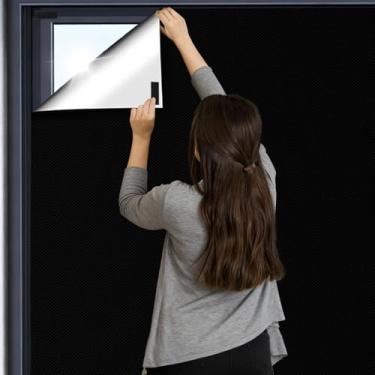 Imagem de Hapforever Capa de janela blackout de 99 cm x 144 cm, persiana portátil 100% blackout sem perfuração, persianas blackout, película de privacidade removível para quarto e sala de TV (preto)