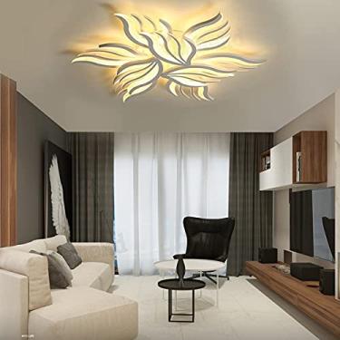 Imagem de Luzes de teto LED Sala de estar Quarto Lâmpada de teto Moderna Regulável com controle remoto Luminária de sala Iluminação embutida Flor Acrílico Sombra Design Lustre Quarto infantil Cozinha