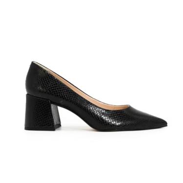 Imagem de Scarpin Clássico Polo London Club em Couro Confort Salto Baixo Bloco leve e confortável (Preto, BR, Adulto, Numérico, 36)