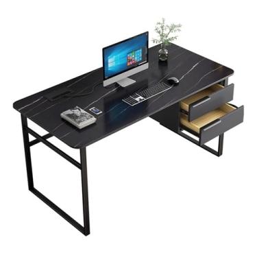 Imagem de Mesa para sentar e levantar Mesa de computador, estação trabalho, escritório em casa, quadro escrita rock moderno com gavetas
