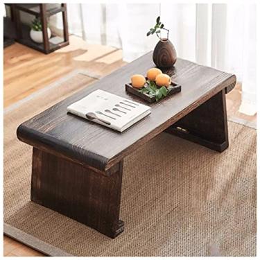 Imagem de Mesa de centro de madeira maciça para sala de estar, cama, mesa de laptop com pernas dobráveis estilo mesa de chão para sentar no chão móveis (marrom 90 x 40 x 37 cm)