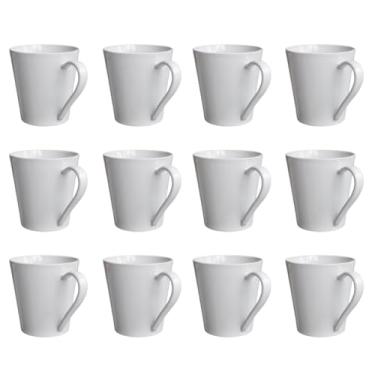 Imagem de Conjuntos De 4, 6 Ou 12 PeçAs XíCaras De Porcelana Branca Simples, 120 Ml Conjuntos De Chá Para Cozinha De Hotel Canecas De Café(Kit 12 Canecas)