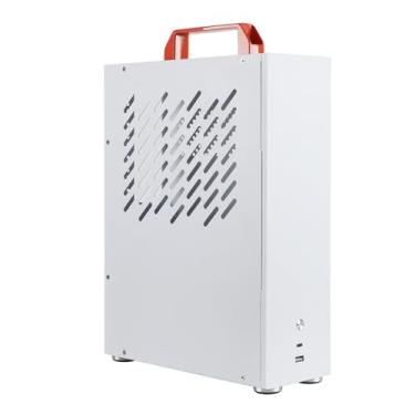 Imagem de Capa Micro ATX PC com alça – SFF Mini ITX/MATX PC, torre média compacta com painéis de ventilação para construções DIY, home theater (HTPC) e configurações básicas de trabalho/estudo, branco